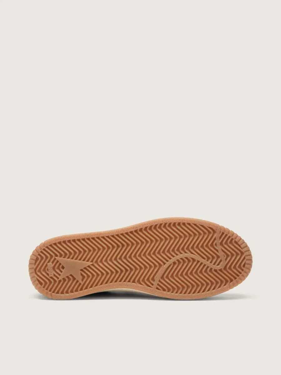 Ball Star Donna in suede beige con stella e talloncino in pelle bianca