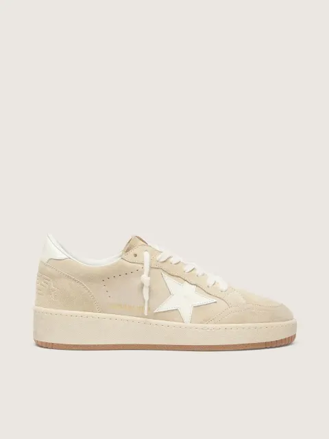 Ball Star Donna in suede beige con stella e talloncino in pelle bianca