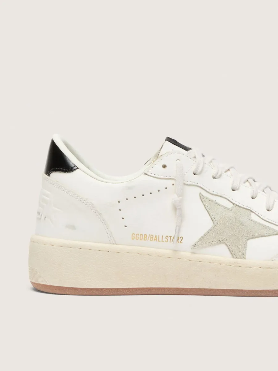 Ball Star Donna con stella in suede ghiaccio e talloncino in pelle lucida nera