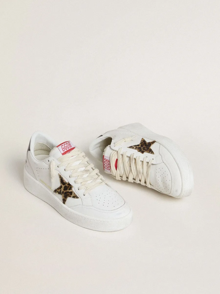 Ball Star con stella in cavallino leo e talloncino in pelle laminata nera