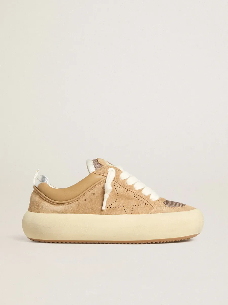 Space-Star Cube Donna in suede tabacco con stella traforata