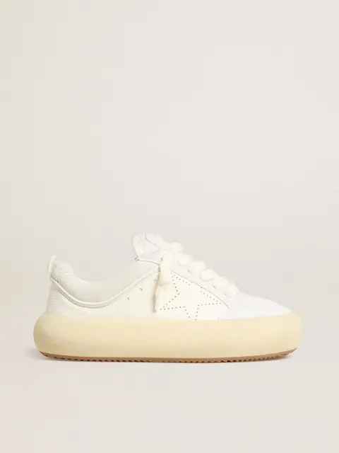 Space-Star Cube Donna in pelle bianca con stella traforata