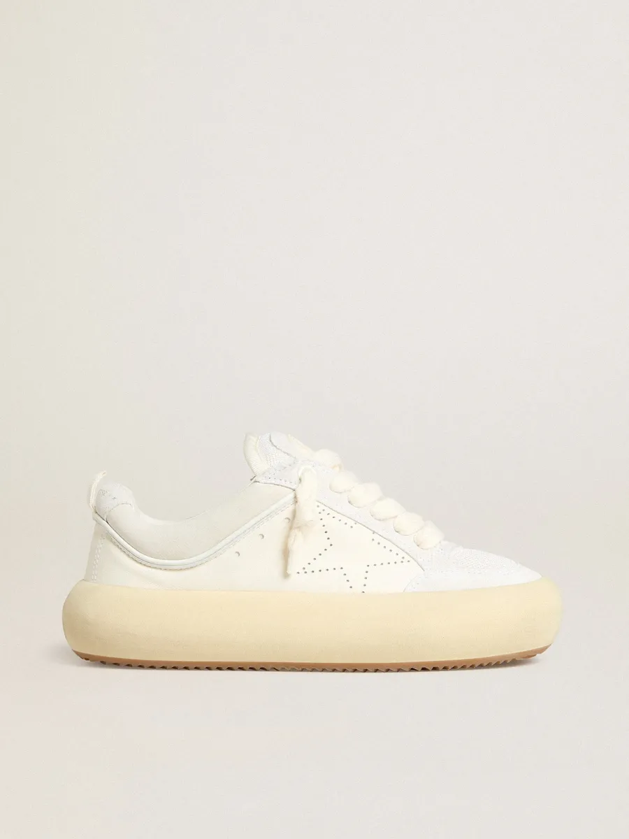 Space-Star Cube Donna in pelle bianca con stella traforata