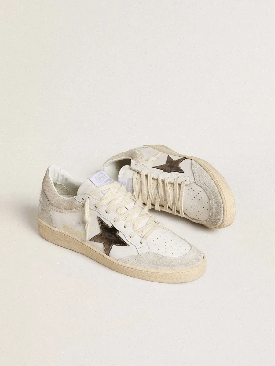 Ball Star Donna con stella in pelle laminata metallica e talloncino in pelle lucida