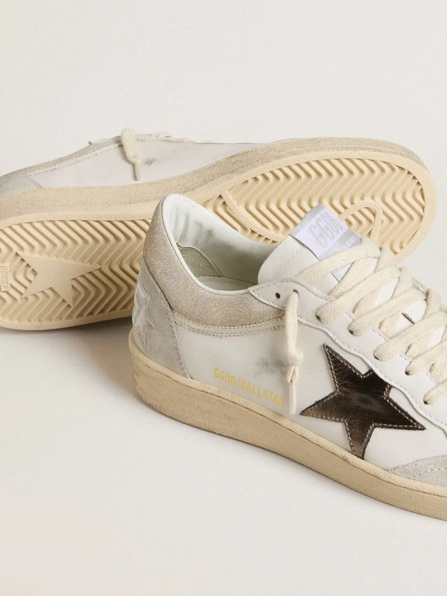 Ball Star Donna con stella in pelle laminata metallica e talloncino in pelle lucida