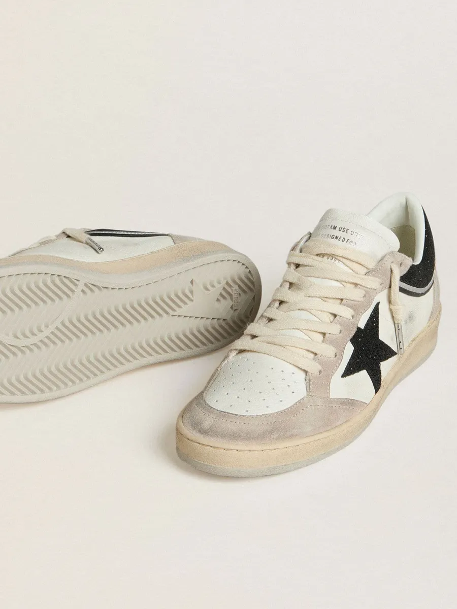 Ball Star Donna LTD in nappa con stella in cristalli neri e inserti in suede beige
