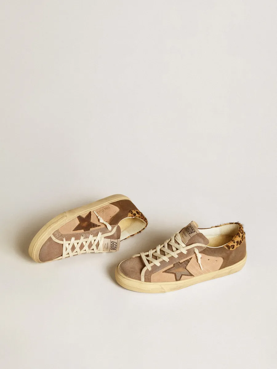 Super-Star Donna in suede con stella in pelle e talloncino in cavallino