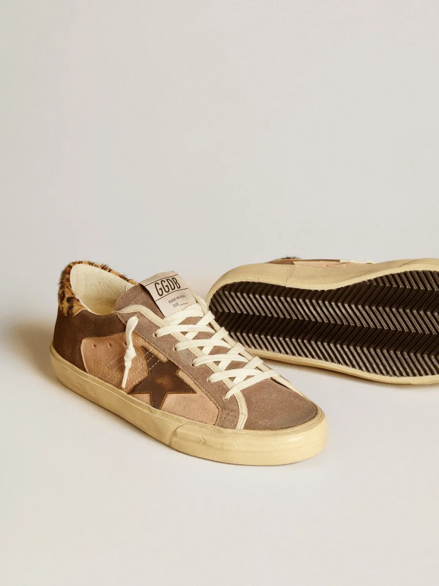Super-Star Donna in suede con stella in pelle e talloncino in cavallino
