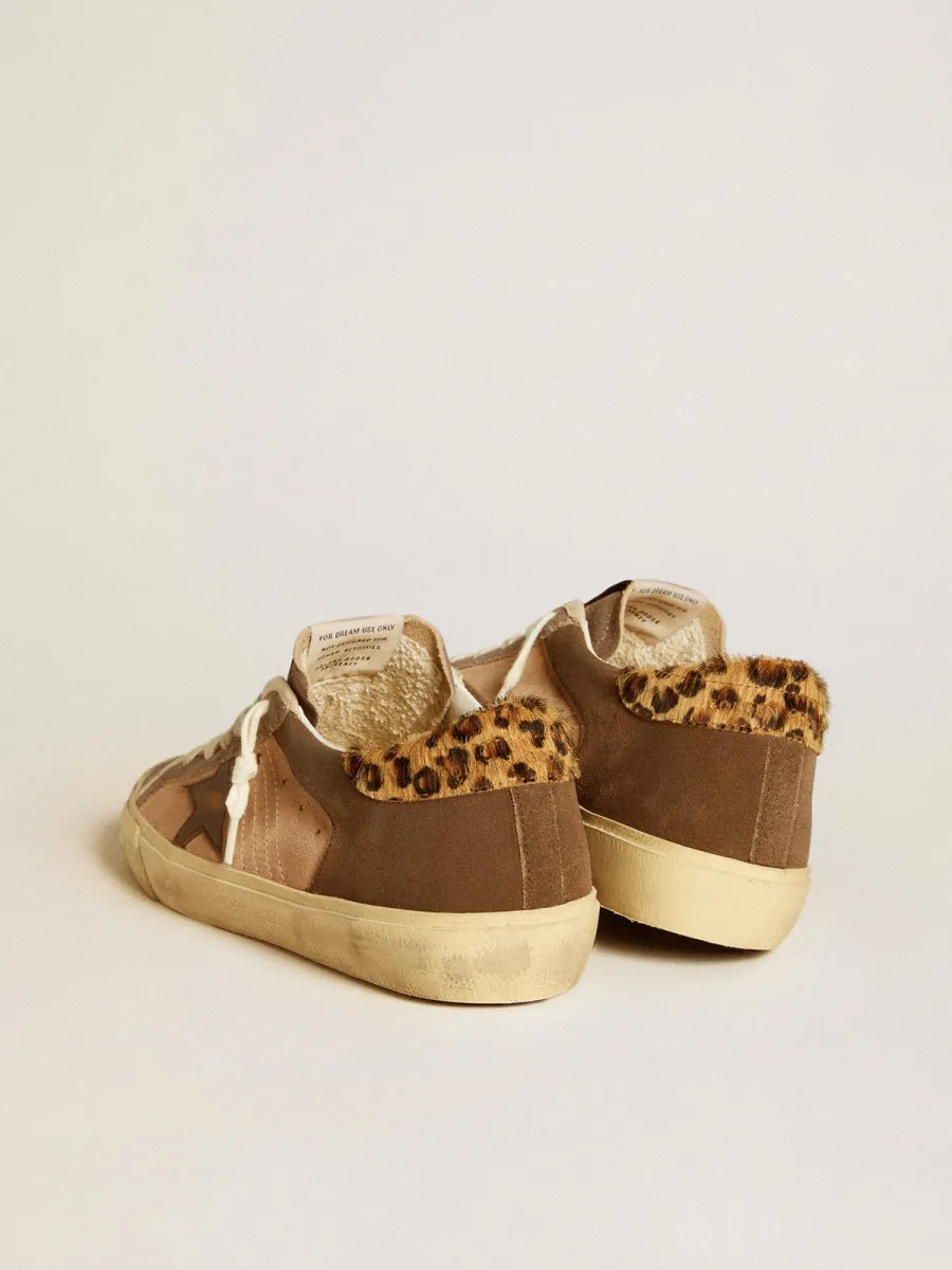 Super-Star Donna in suede con stella in pelle e talloncino in cavallino