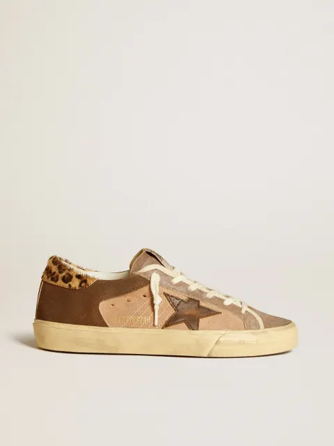 Super-Star Donna in suede con stella in pelle e talloncino in cavallino