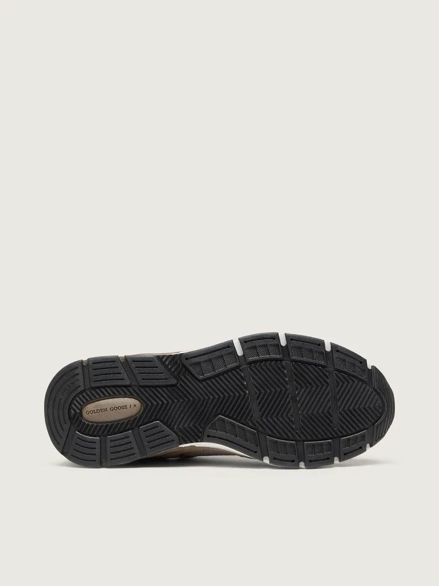 Dad-Star Donna in rete e suede beige con stella in pelle argento