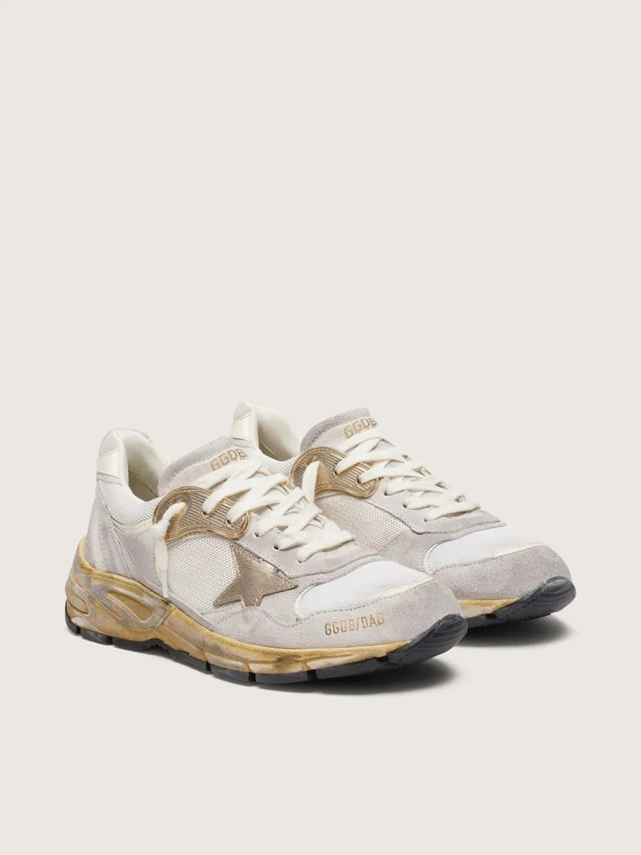 Dad-Star Donna in rete e suede bianca con stella laminata oro