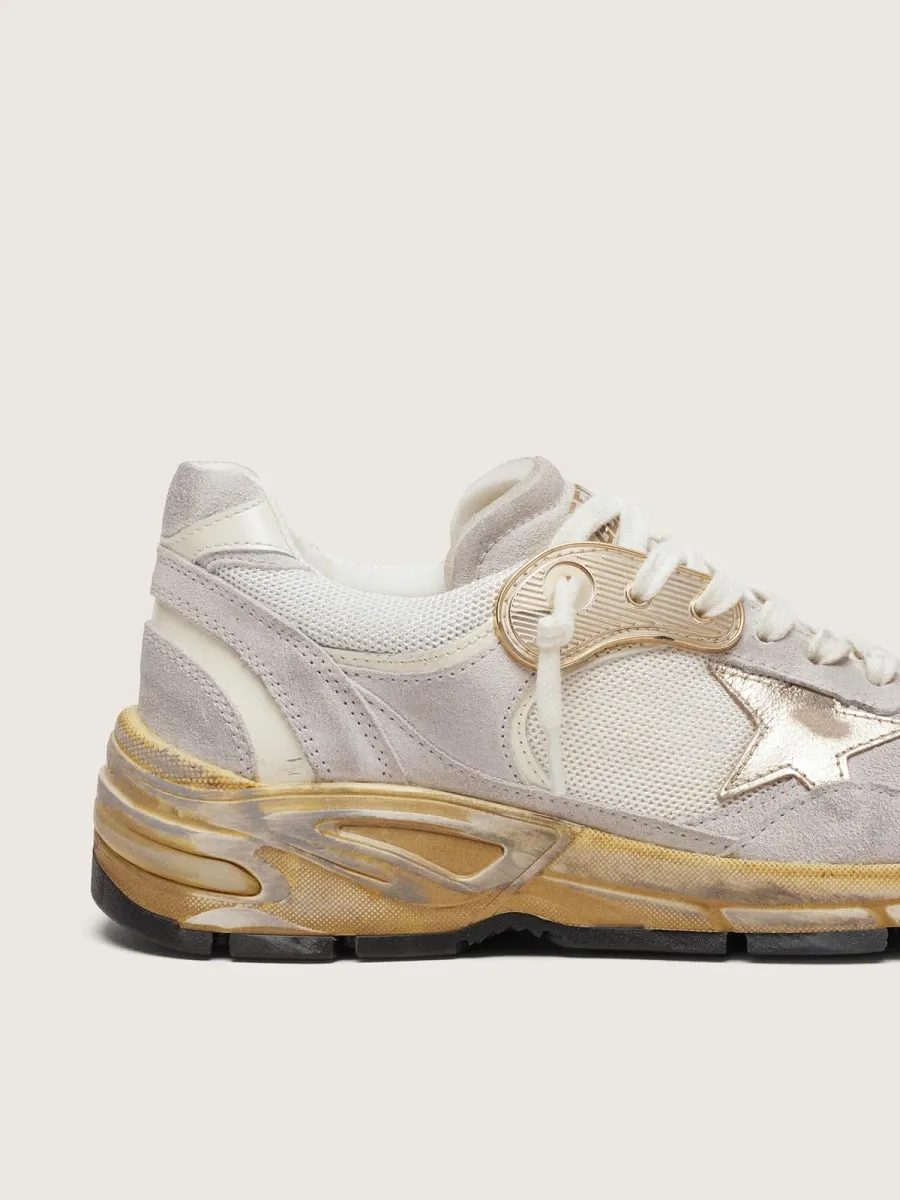 Dad-Star Donna in rete e suede bianca con stella laminata oro