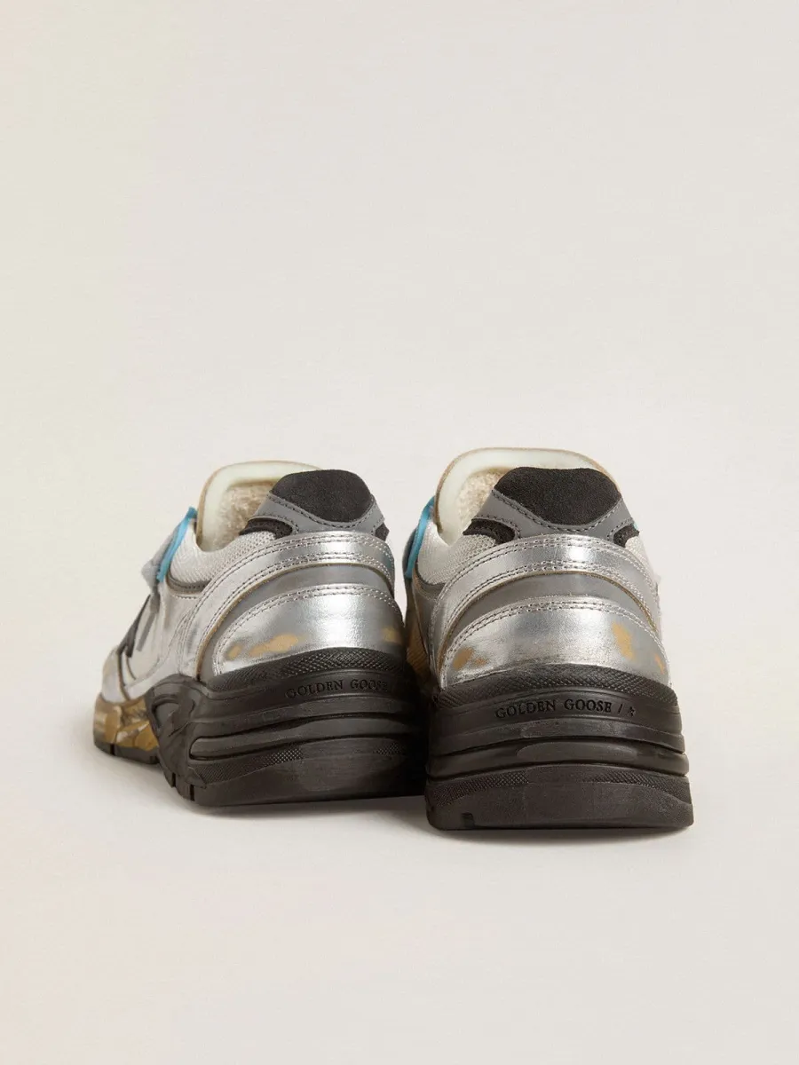 Dad-Star Donna in rete e pelle laminata argento con stella in suede nero
