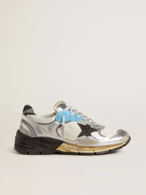 Dad-Star Donna in rete e pelle laminata argento con stella in suede nero