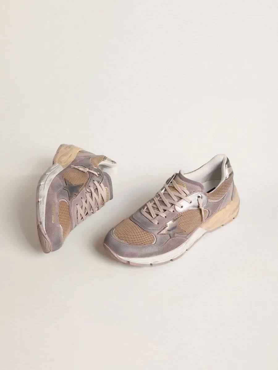 Dad-Star Donna in suede e rete lilla con stella e talloncino in pelle laminata