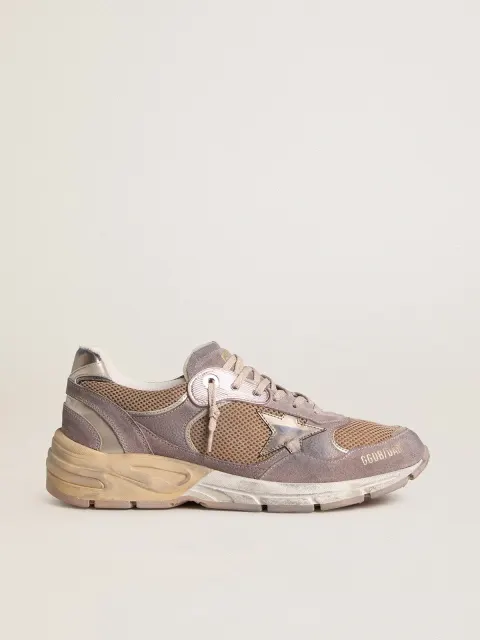 Dad-Star Donna in suede e rete lilla con stella e talloncino in pelle laminata