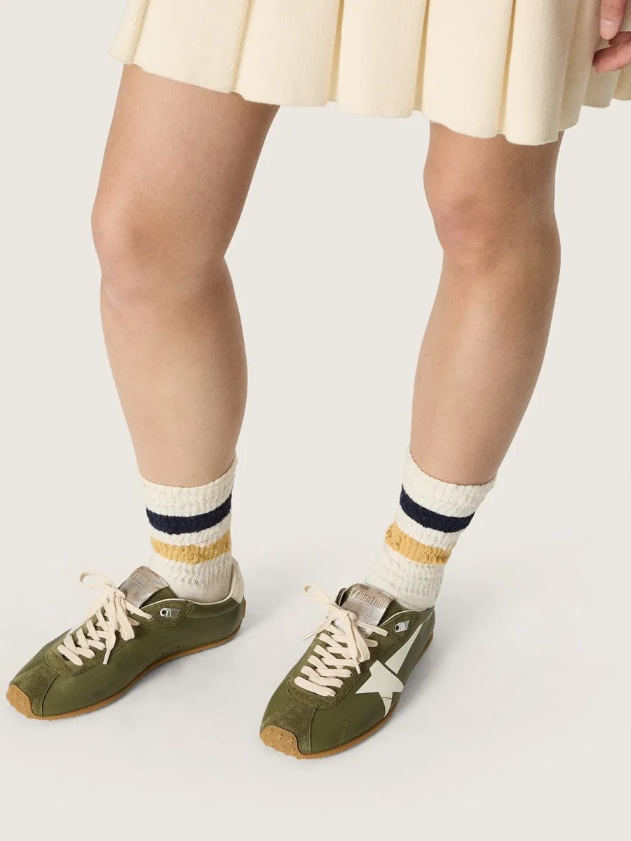 Marathon Speed donna in pelle verde oliva con stella crema