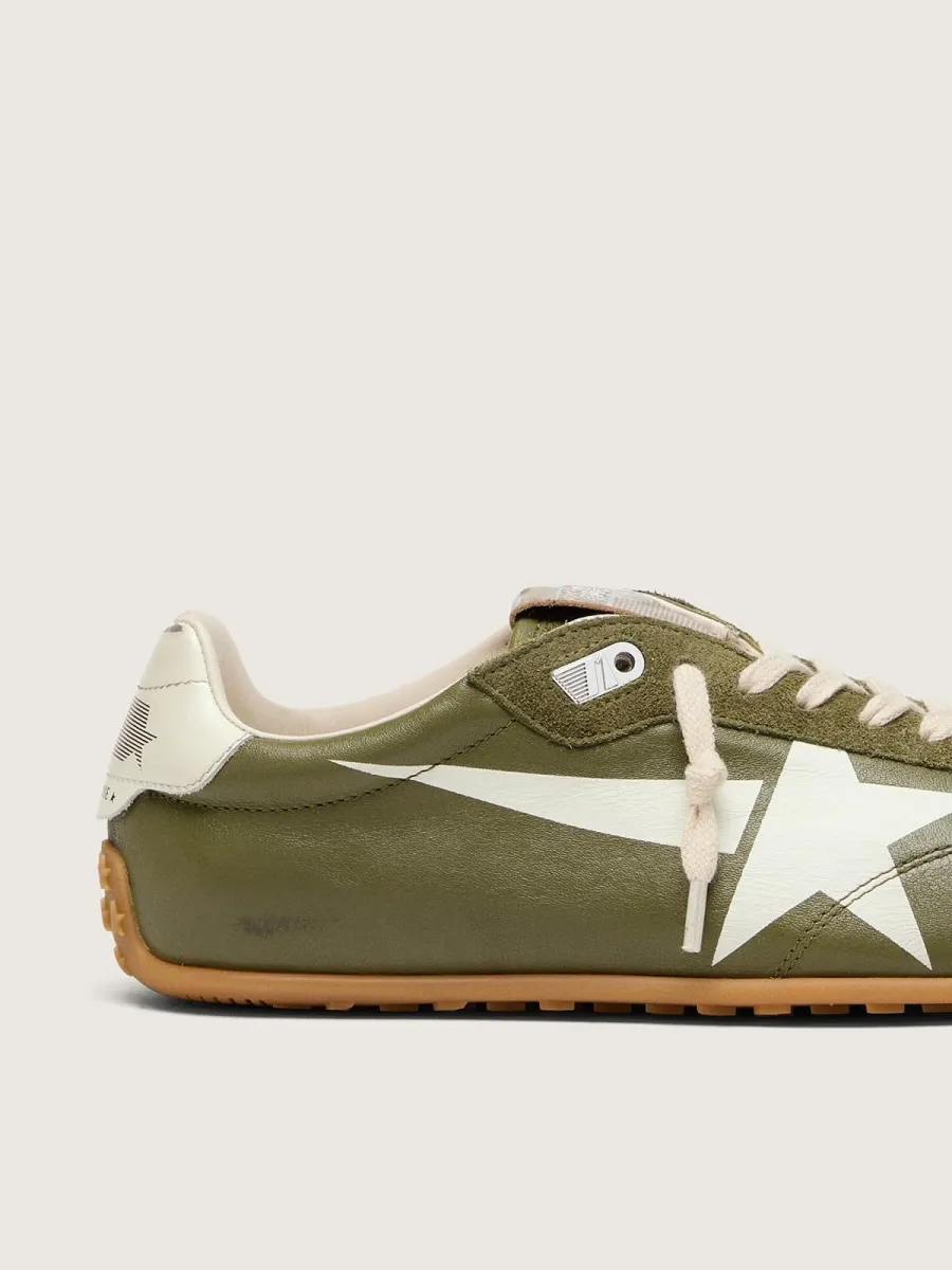 Marathon Speed donna in pelle verde oliva con stella crema