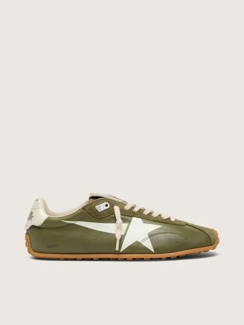 Marathon Speed donna in pelle verde oliva con stella crema