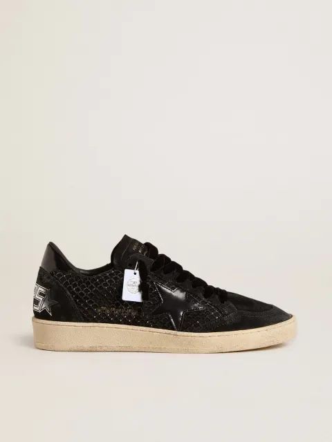 Ball Star Donna a rete con cristalli Swarovski con stella e talloncino in pelle laminata nera