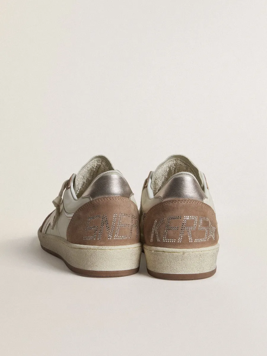 Ball Star LTD in nappa bianca e suede rosa antico con stella e talloncino in pelle laminata argento