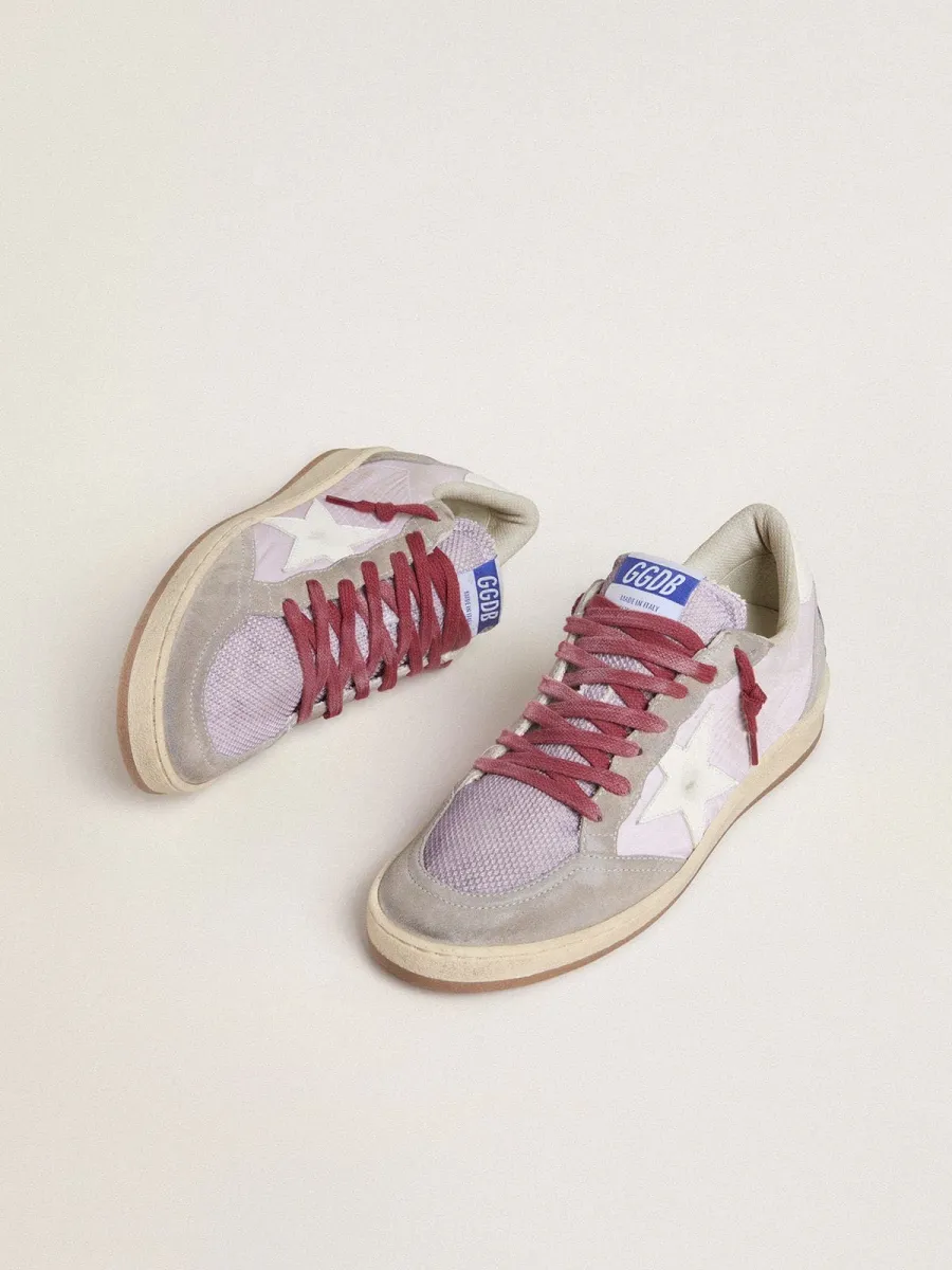 Ball Star LTD Donna in nylon lilla con stella in pelle bianca e inserti in suede
