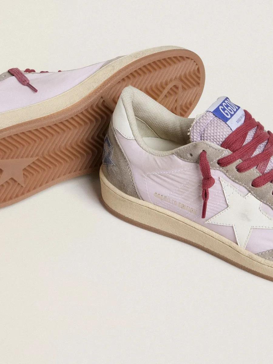 Ball Star LTD Donna in nylon lilla con stella in pelle bianca e inserti in suede