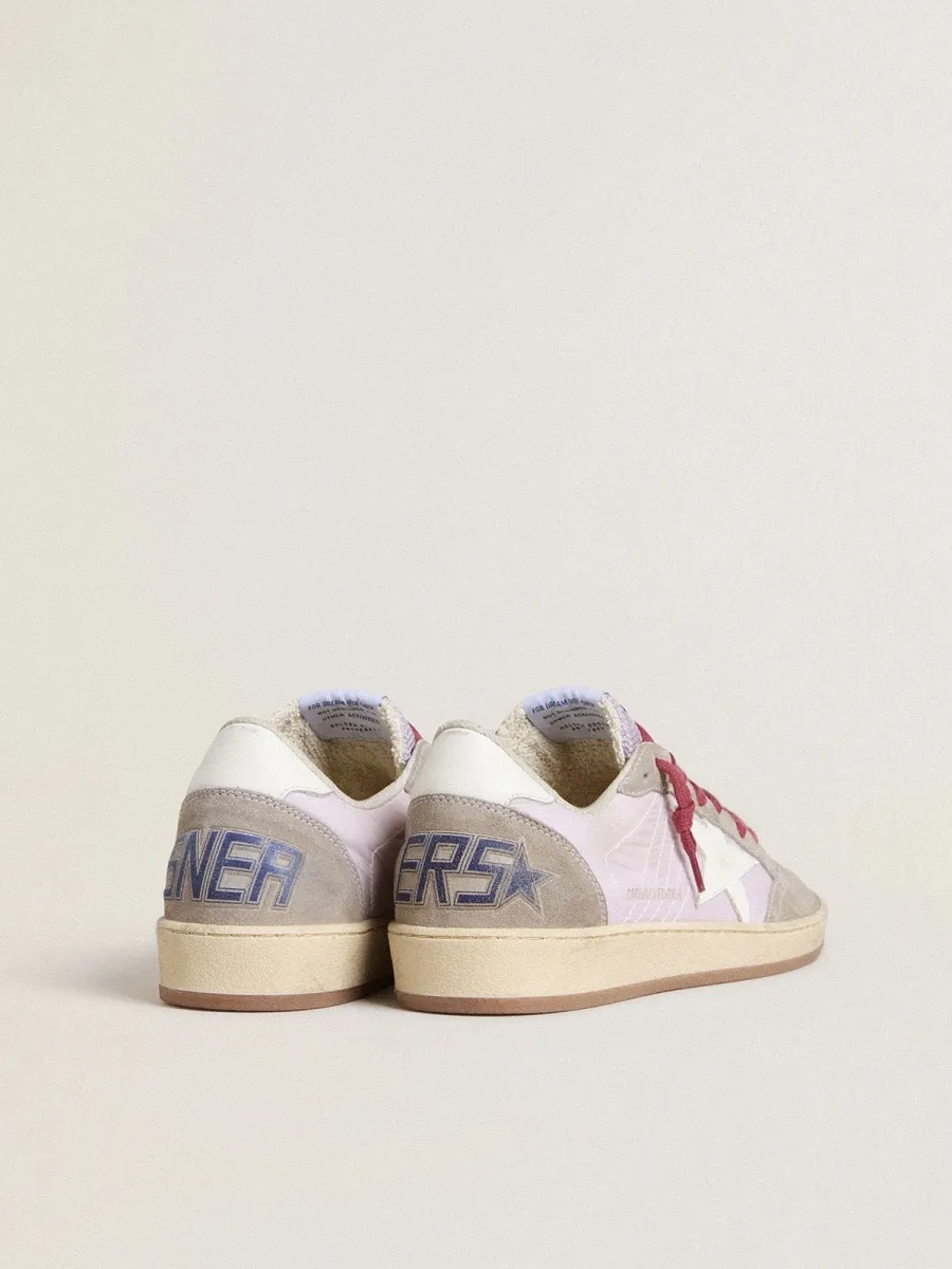 Ball Star LTD Donna in nylon lilla con stella in pelle bianca e inserti in suede