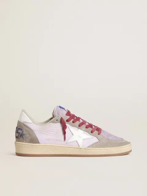 Ball Star LTD Donna in nylon lilla con stella in pelle bianca e inserti in suede