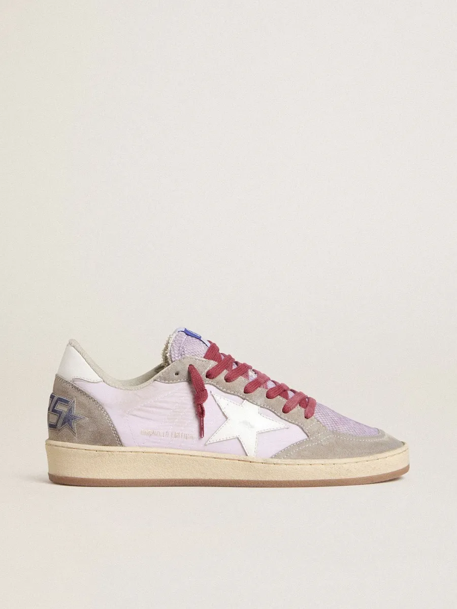 Ball Star LTD Donna in nylon lilla con stella in pelle bianca e inserti in suede