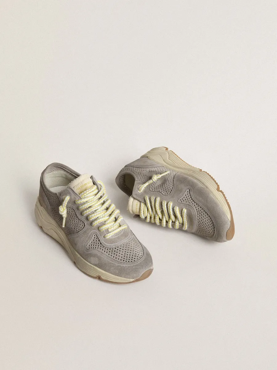 Running Sole Donna in suede grigia con stella e talloncino in suede grigia