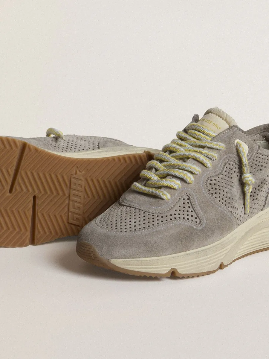 Running Sole Donna in suede grigia con stella e talloncino in suede grigia