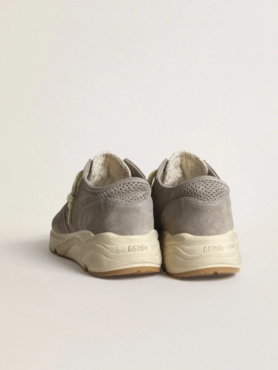 Running Sole Donna in suede grigia con stella e talloncino in suede grigia