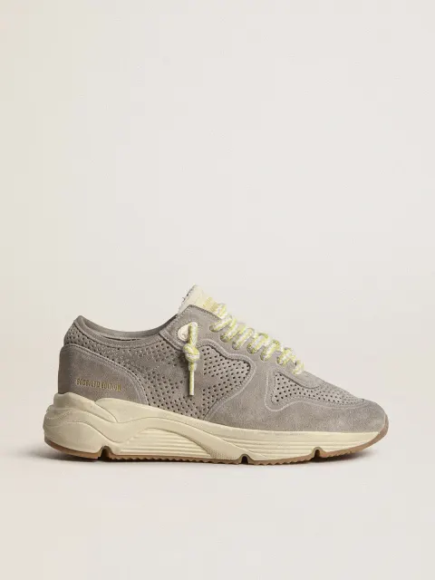 Running Sole Donna in suede grigia con stella e talloncino in suede grigia