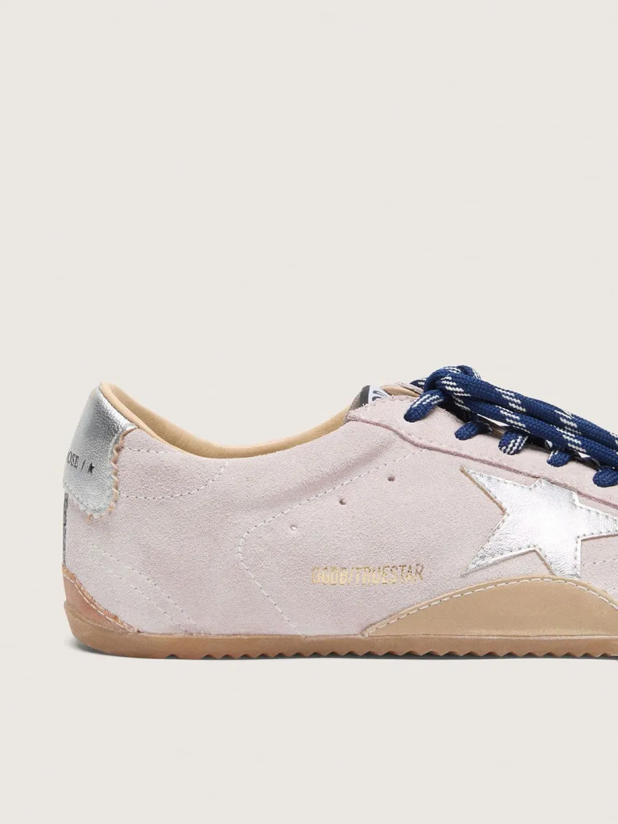 True-Star Donna in suede rosa pastello con stella e talloncino argento