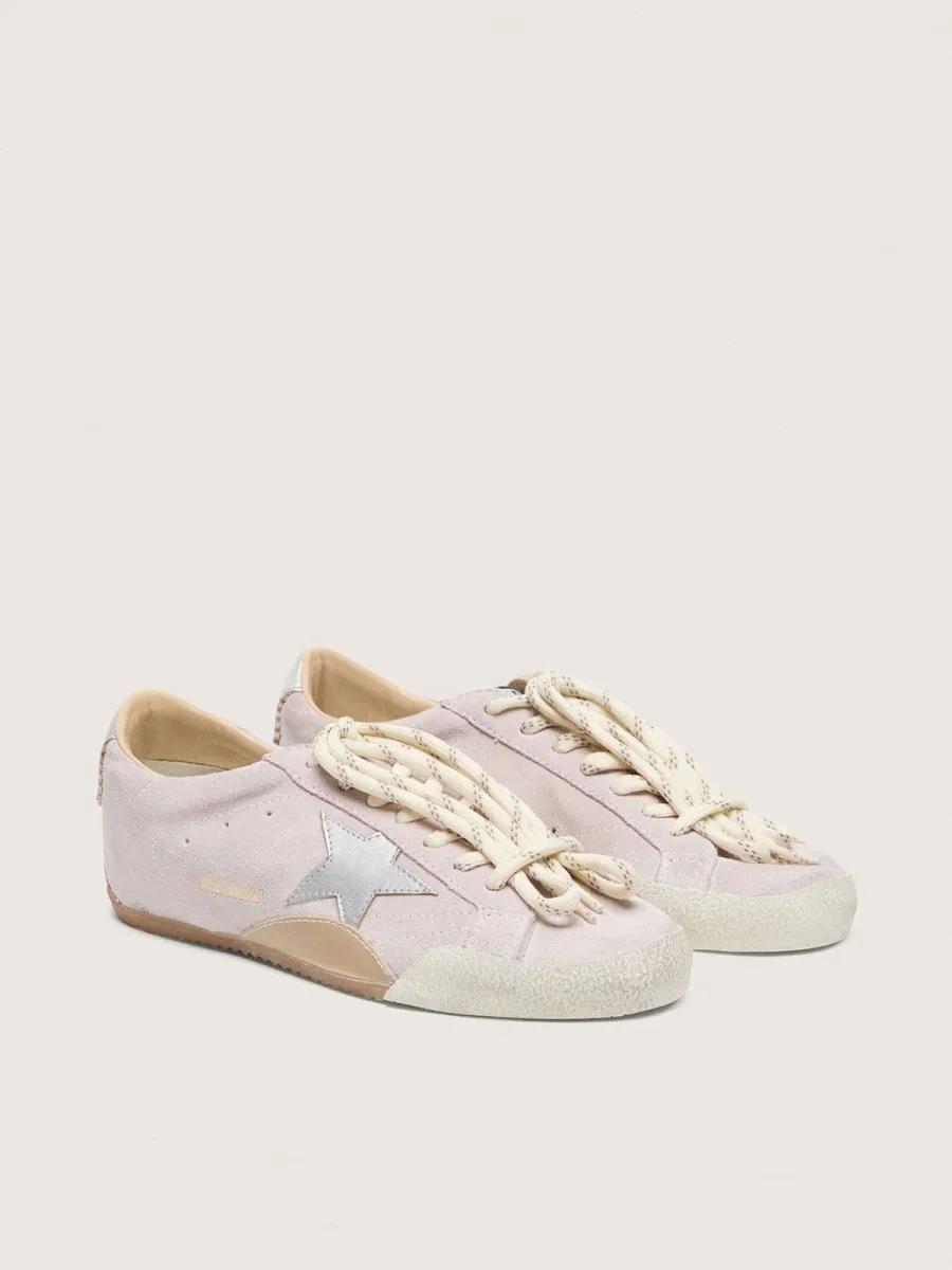 True-Star Donna in suede rosa pastello con stella e talloncino argento