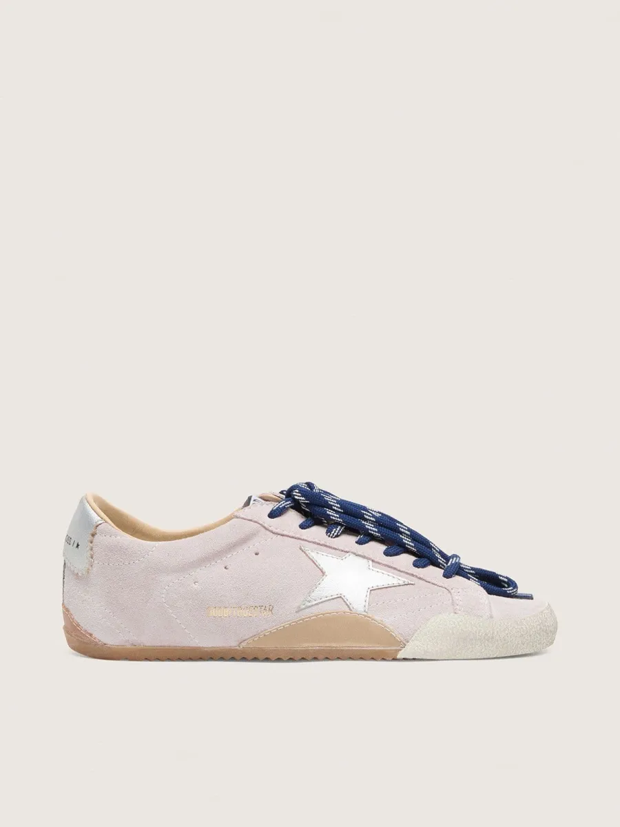True-Star Donna in suede rosa pastello con stella e talloncino argento