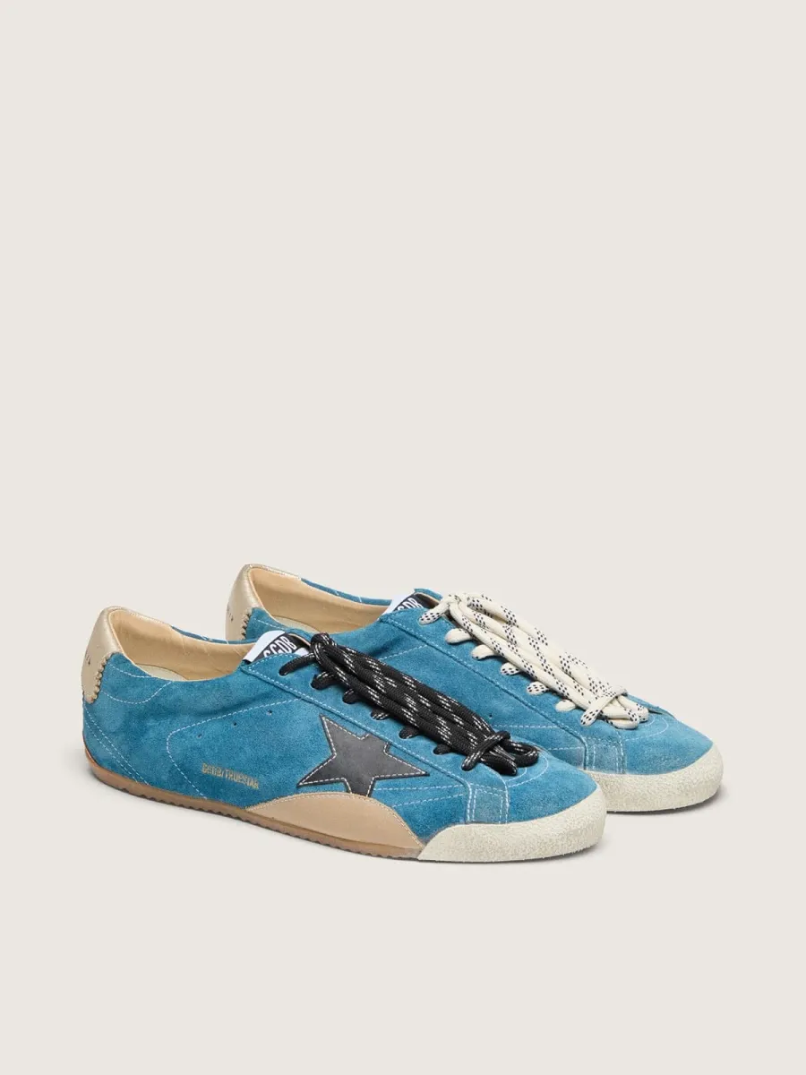 True-Star Donna in suede ottanio con stella nera e talloncino panna