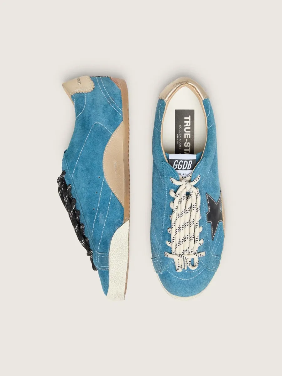 True-Star Donna in suede ottanio con stella nera e talloncino panna