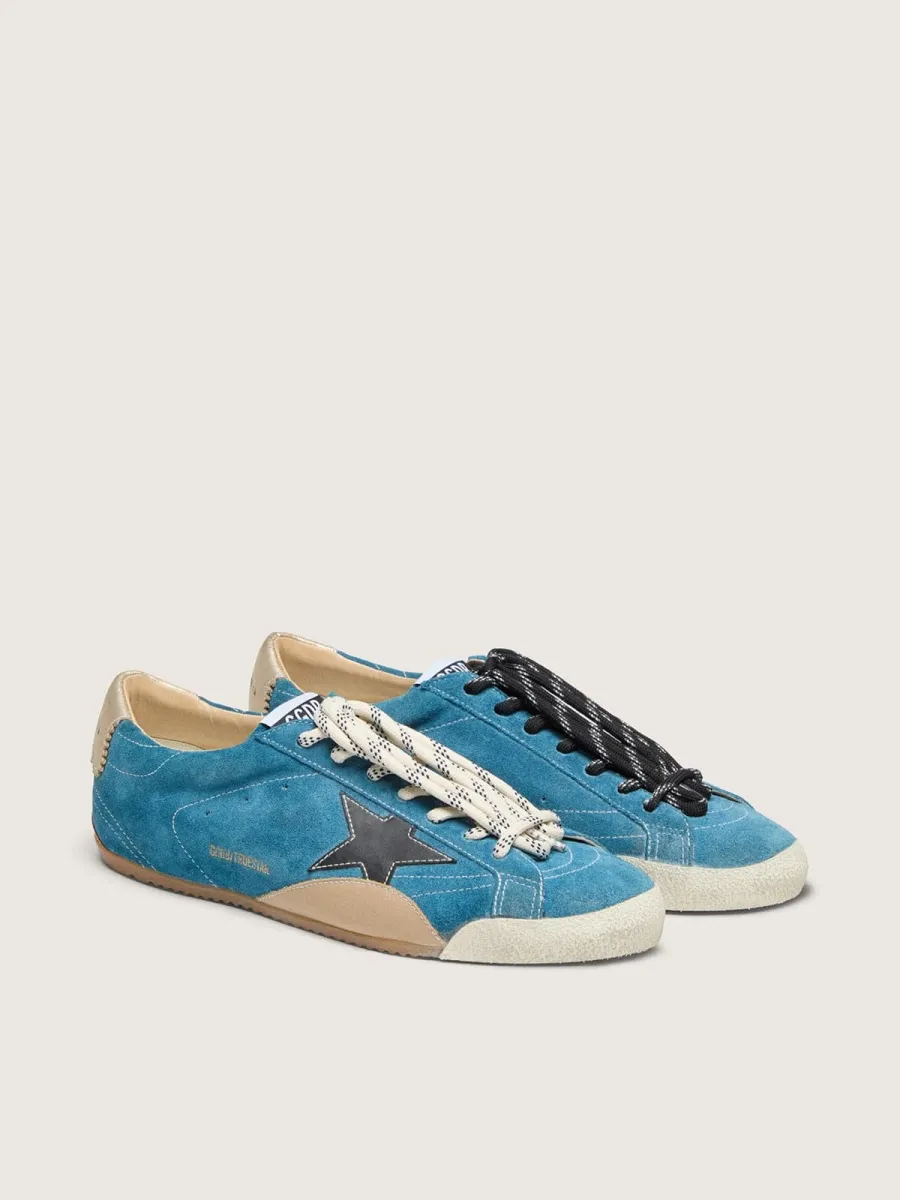 True-Star Donna in suede ottanio con stella nera e talloncino panna