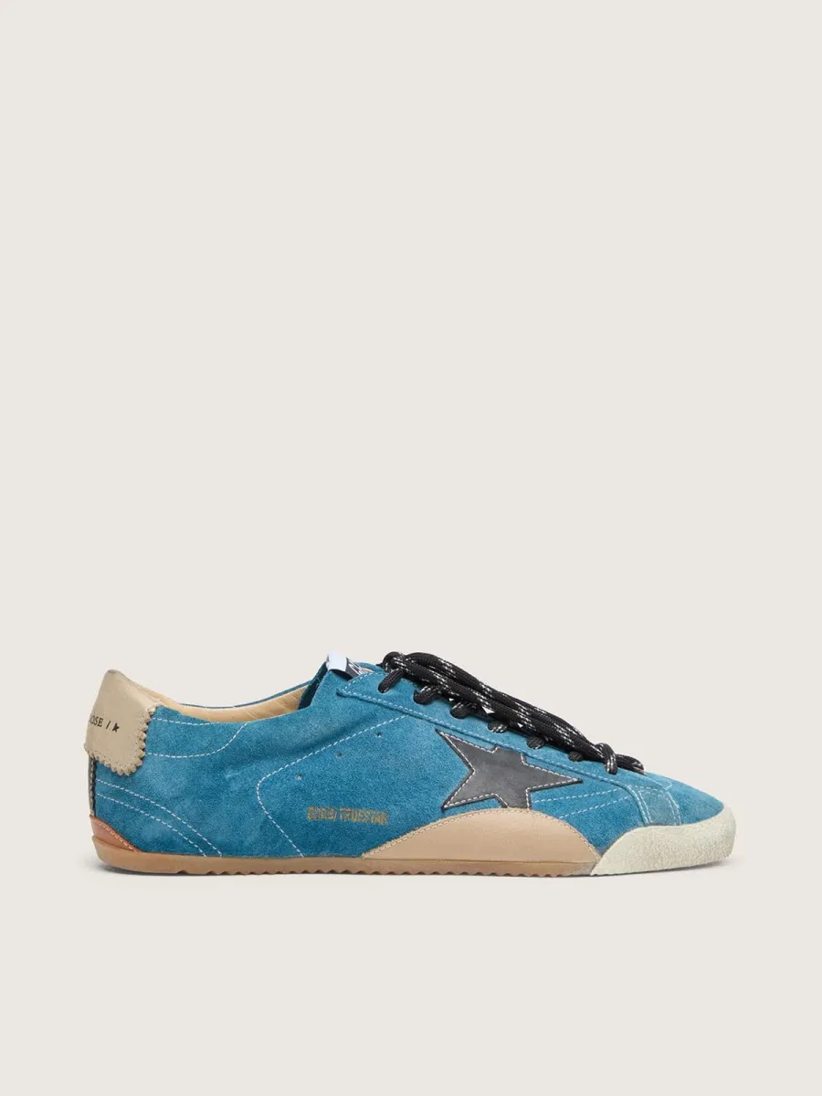 True-Star Donna in suede ottanio con stella nera e talloncino panna