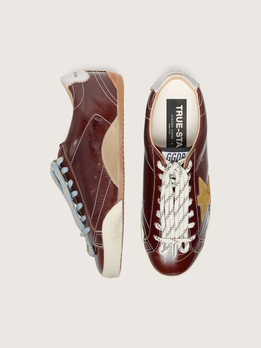 True-Star Donna in naplak bordeaux con stella in suede e talloncino in nappa argento