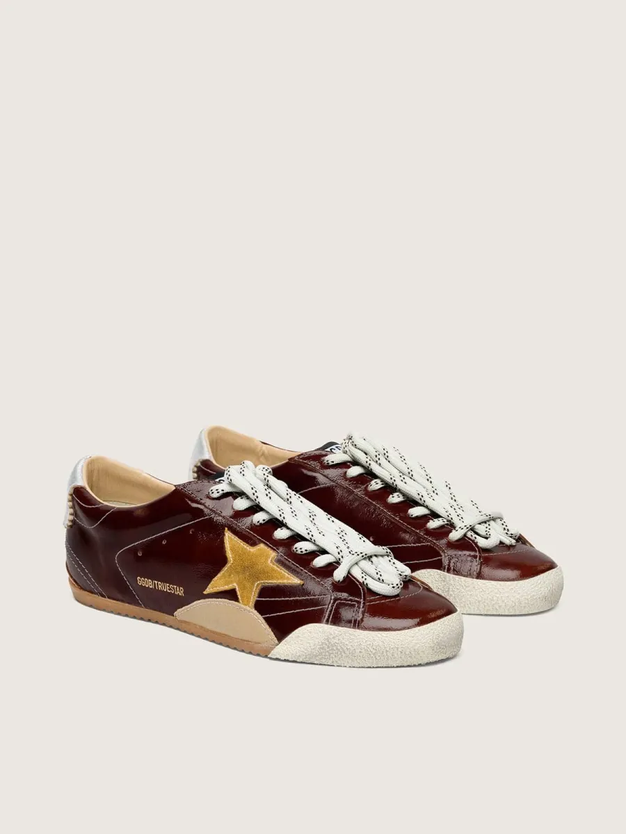 True-Star Donna in naplak bordeaux con stella in suede e talloncino in nappa argento