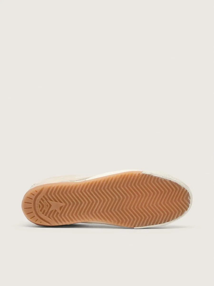 True-Star donna in pelle laminata platino con stella in suede grigio chiaro