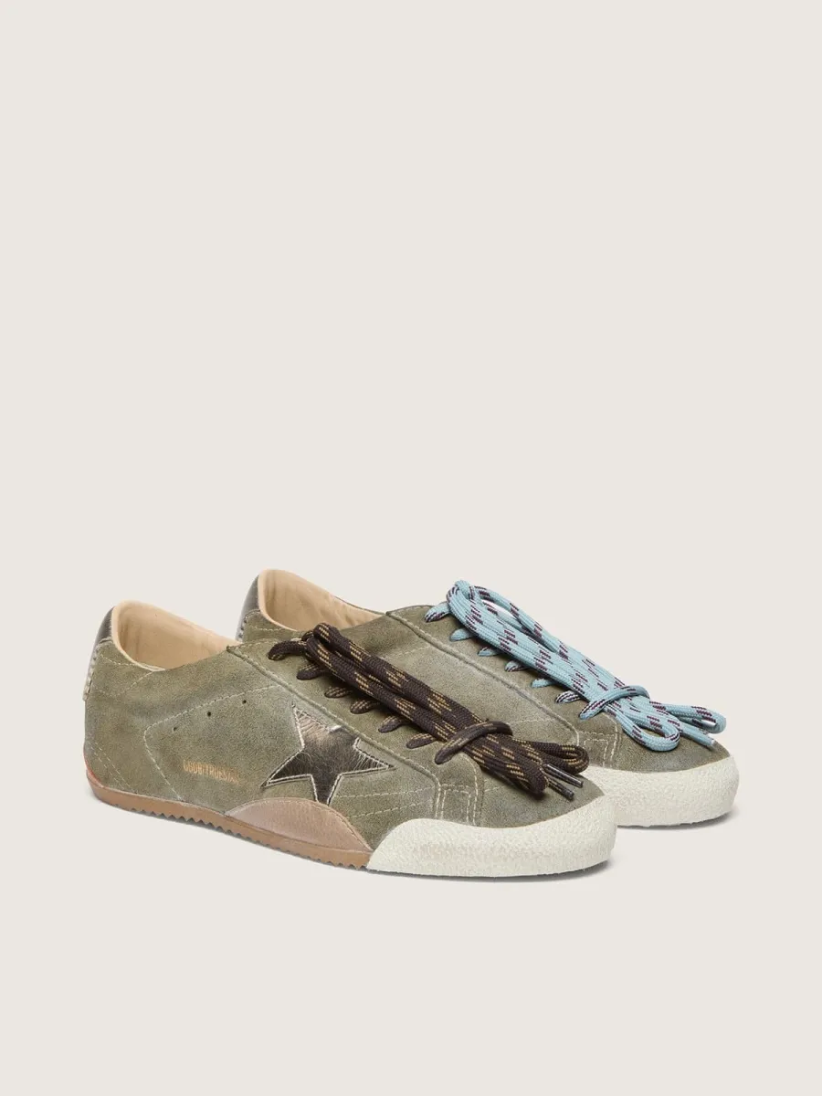 True-Star donna in suede oliva con stella oro