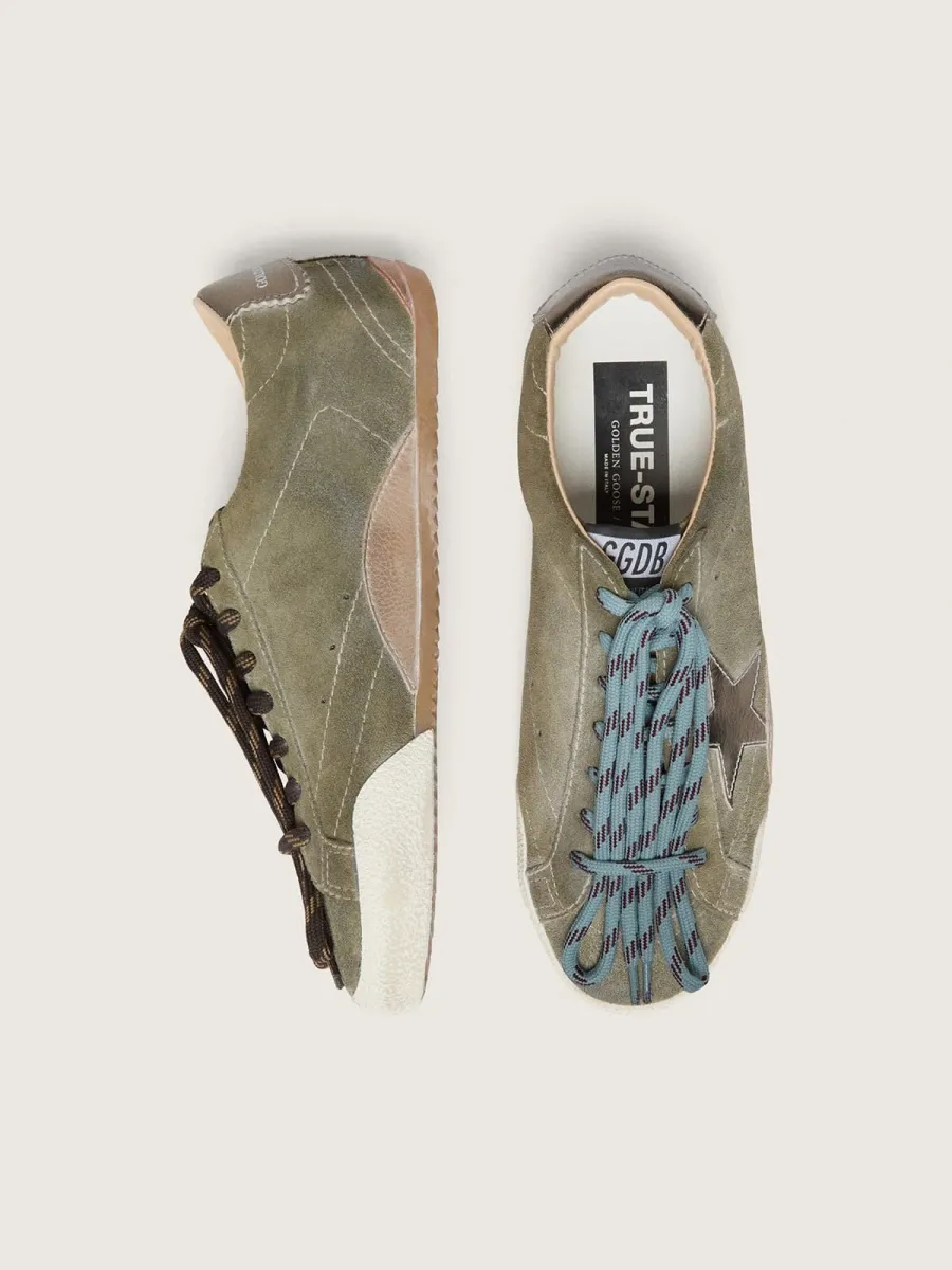 True-Star donna in suede oliva con stella oro