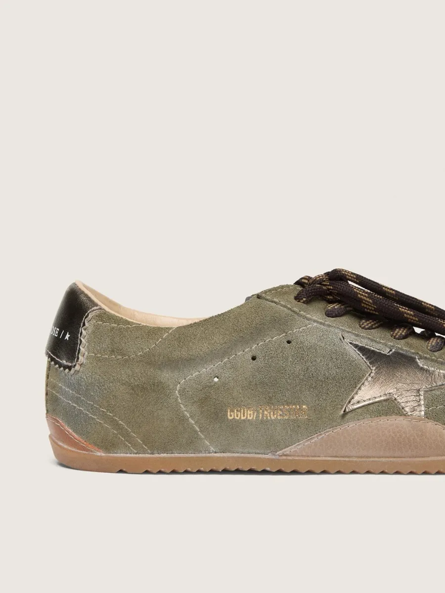 True-Star donna in suede oliva con stella oro