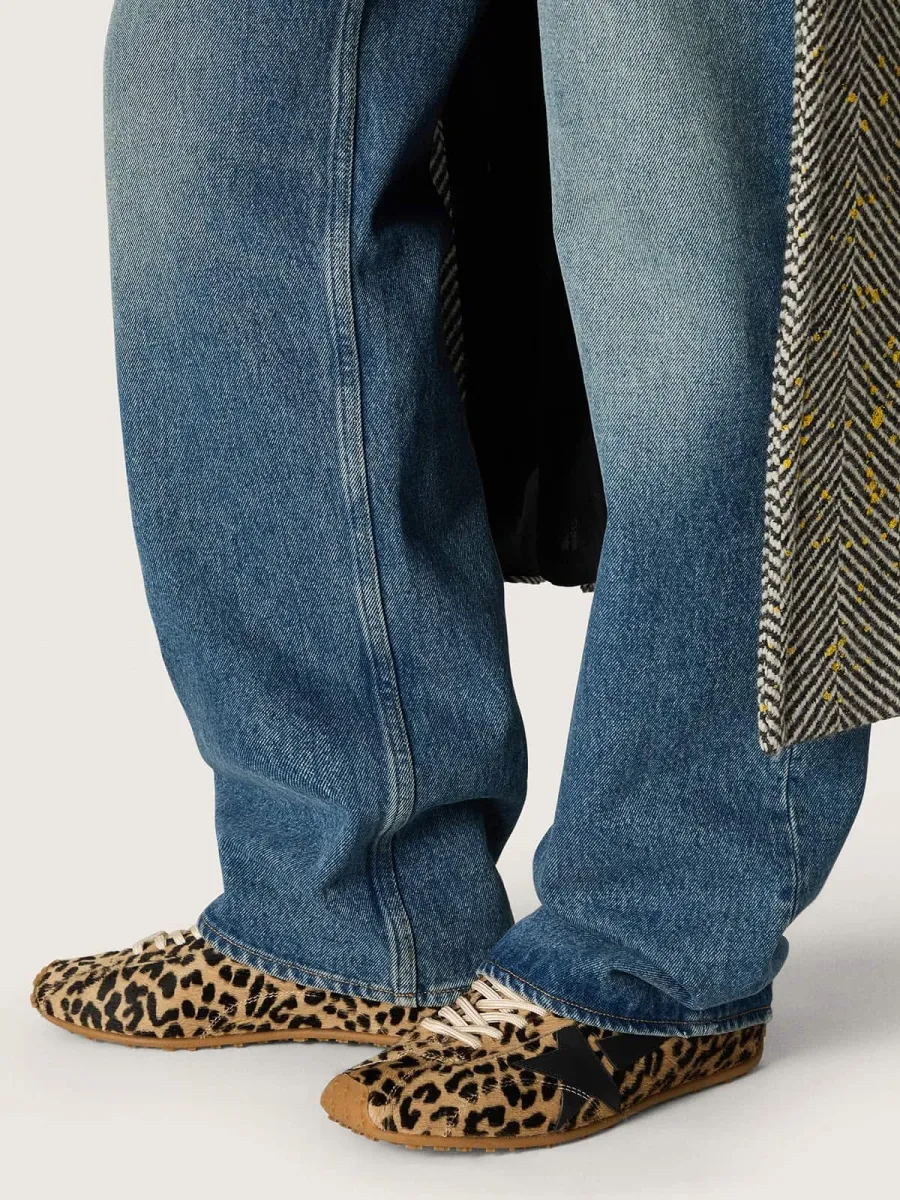Marathon Speed Donna in cavallino con stampa leopardata beige e nera e stella in pelle nera