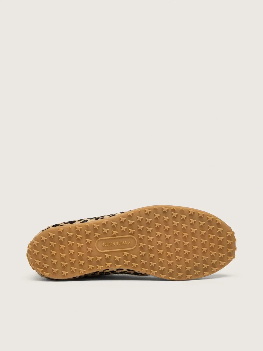 Marathon Speed Donna in cavallino con stampa leopardata beige e nera e stella in pelle nera